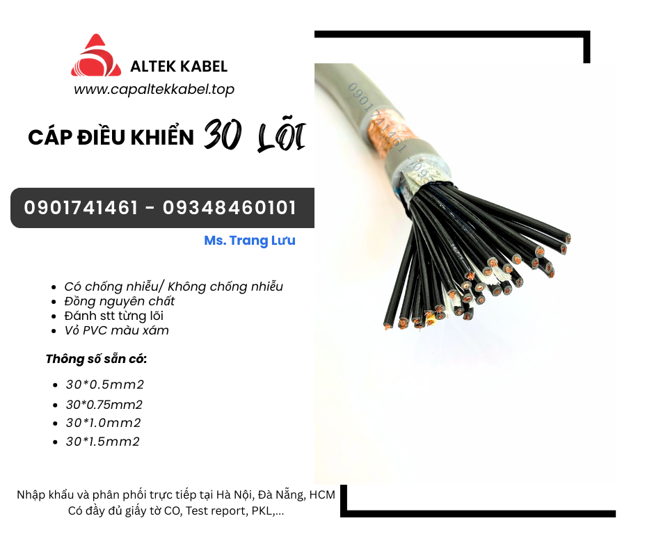 Cáp điều khiển Altek Kabel 30x0.5/30x0.75/30x2.0/30x1.5