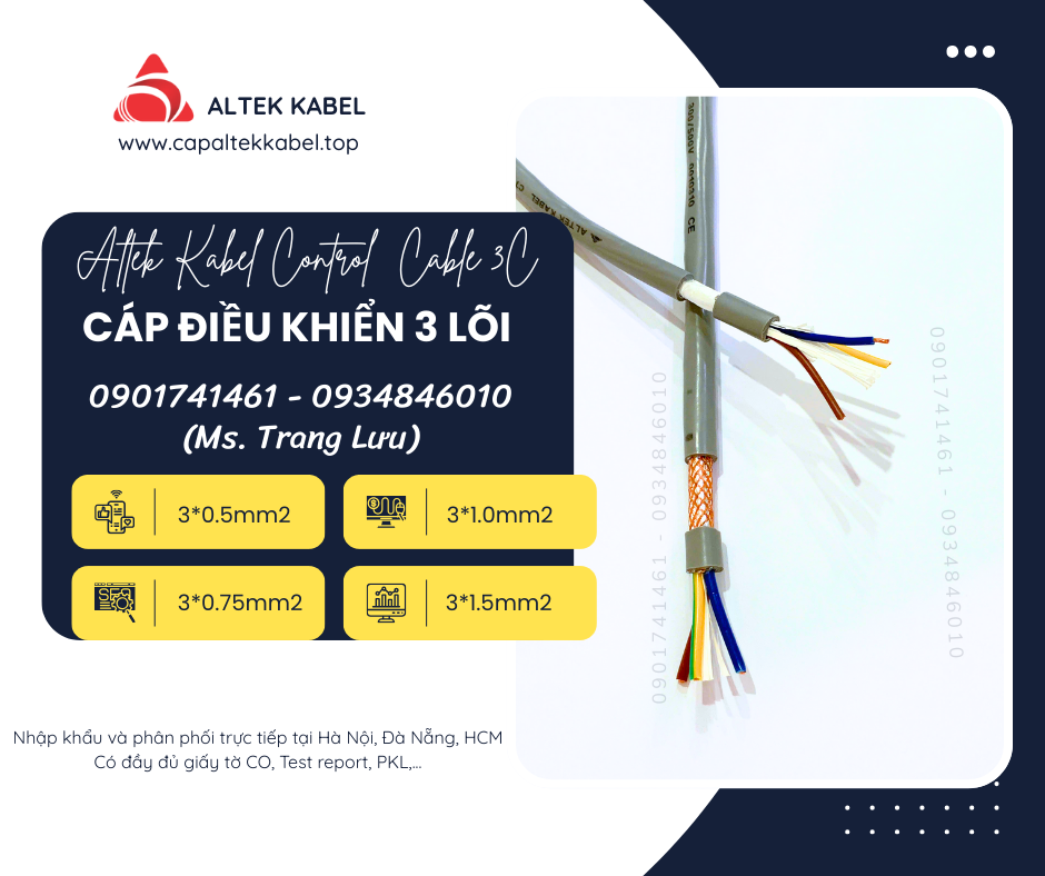 Cáp điều khiển Altek Kabel 3x0.5/3x0.75/3x1.0/3x1.5