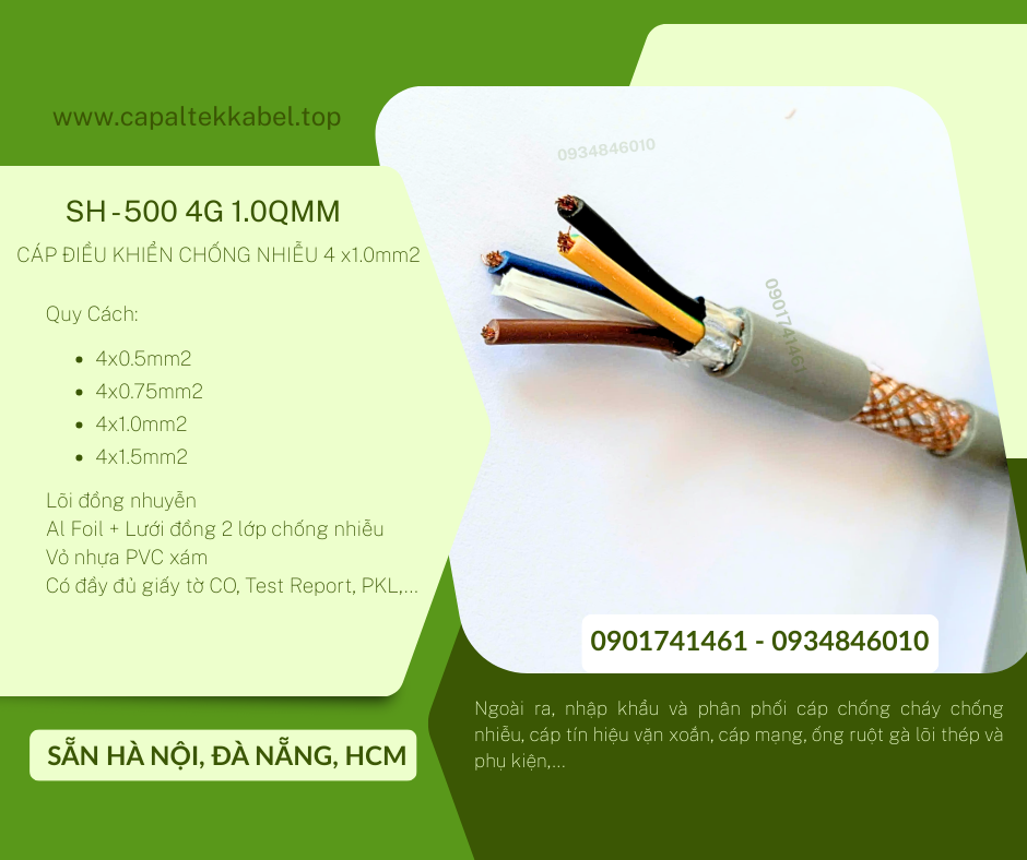 Đà Nẵng, Hà Nội phân phối cáp điều khiển chống nhiễu 4x1.0 Altek Kabel