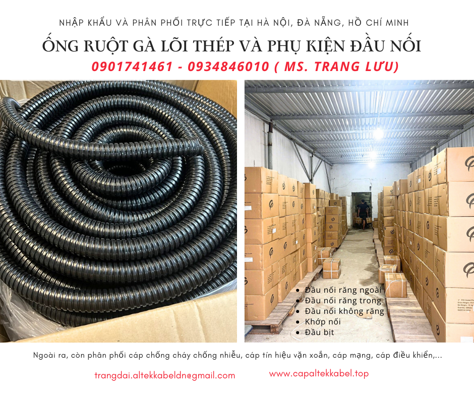 Ống ruột gà lõi thép bọc nhựa 3/4 (Phi 25) sẵn Hà Nội, Đà Nẵng, HCM