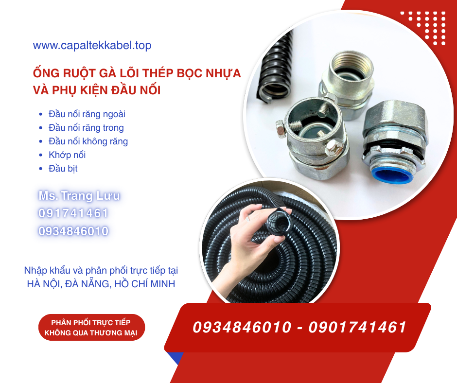 Ống ruột gà lõi thép phi 16, 20, 25, 32, 40, 45, 63, 75, 90, 114