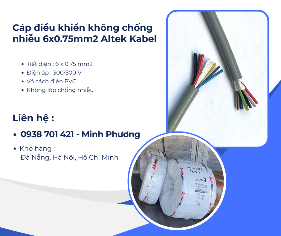 Cáp điều khiển không chống nhiễu Altek Kabel 6x0.75mm2 Đà Nẵng, Hà Nội, Hồ Chí Minh