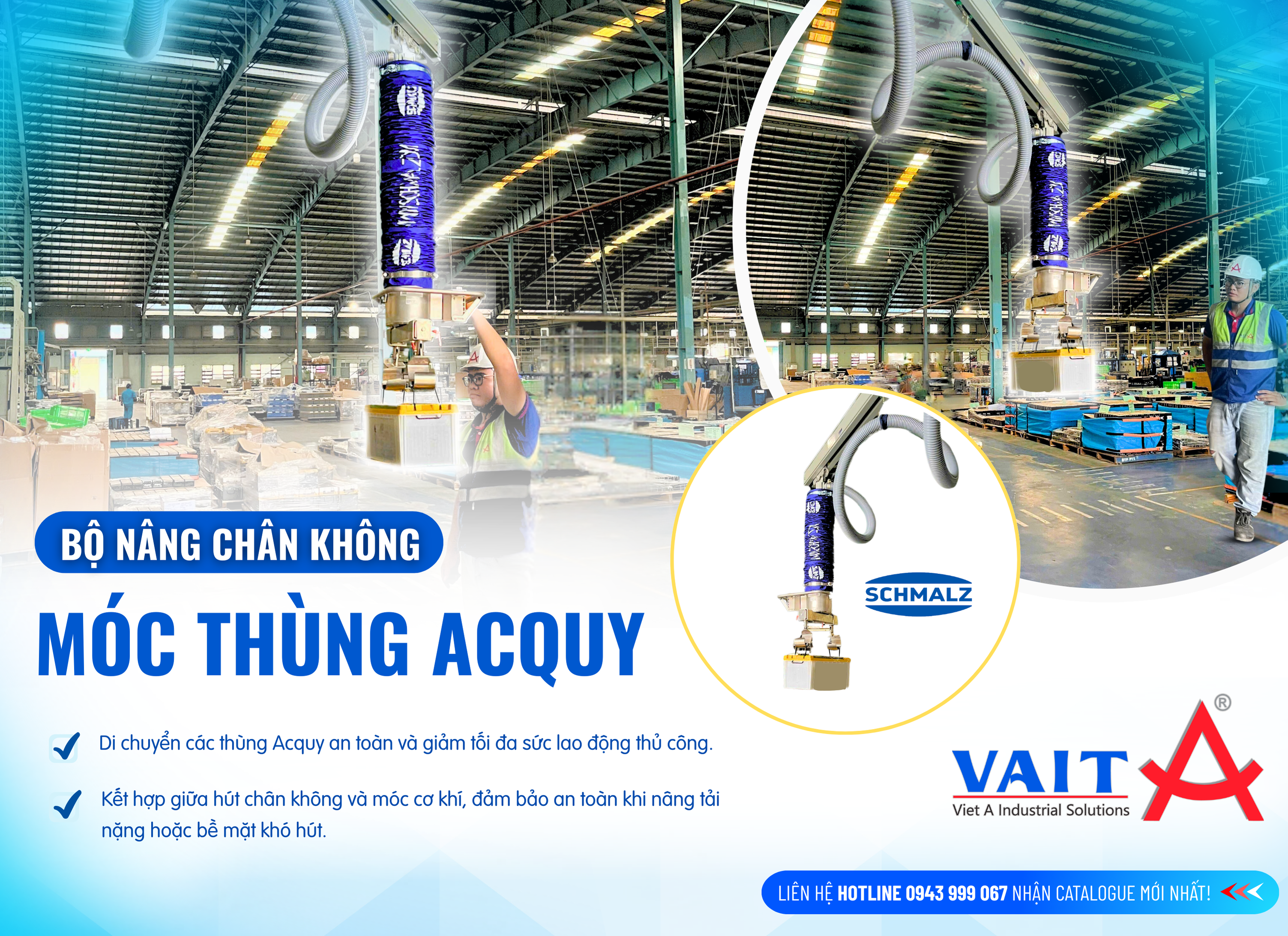 Bộ nâng chân không móc thùng acquy