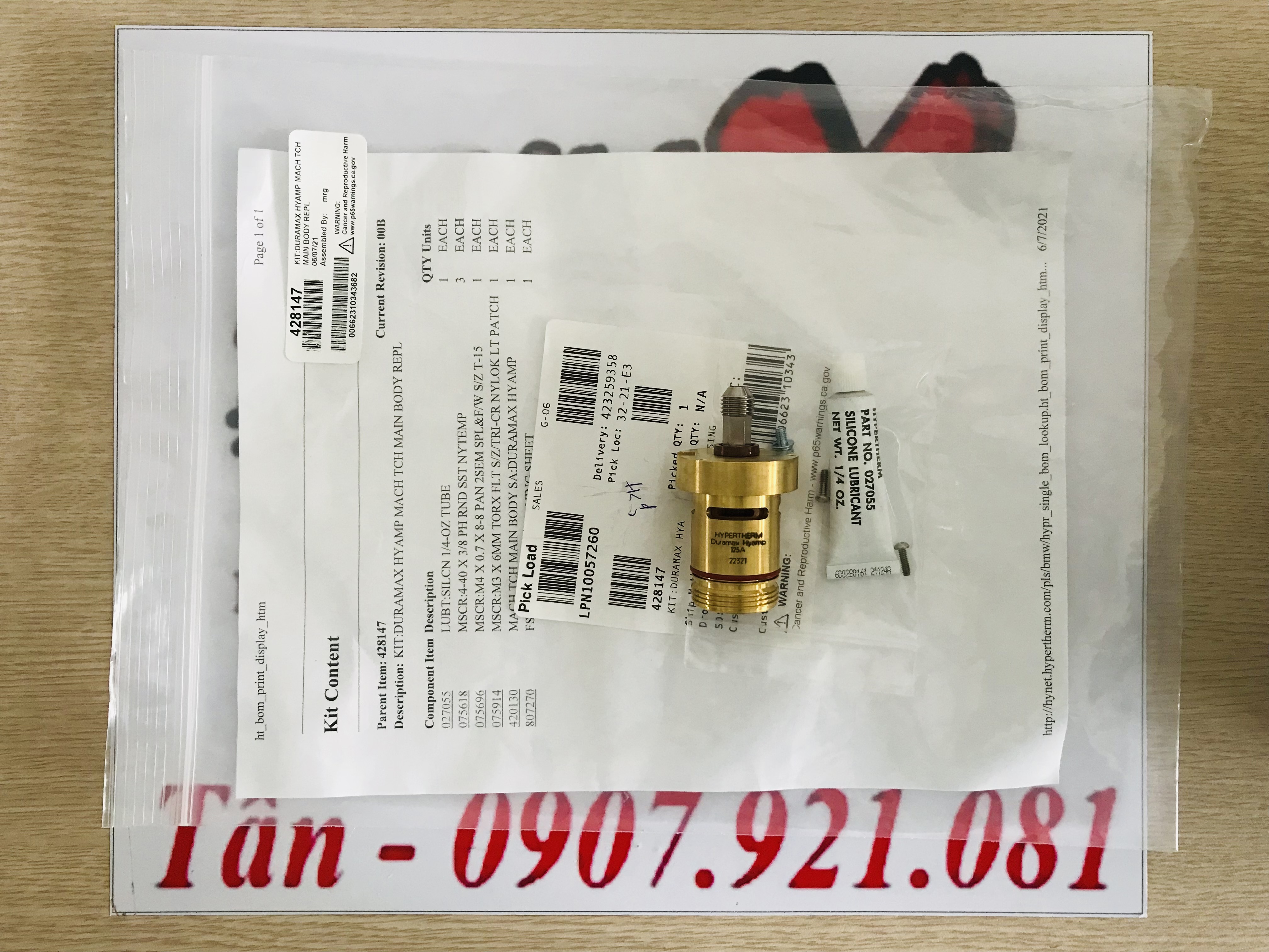 Thân mỏ cắt 428147 plasma / Torch main body 428147 Hypertherm