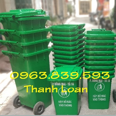 Thùng rác nhựa 120L có 2 bánh xe, thùng rác hộ gia đình giá rẻ.