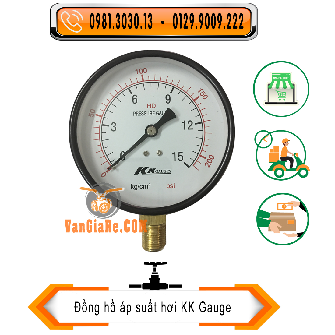 Đồng hồ áp suất hơi KK Gauge 63mm