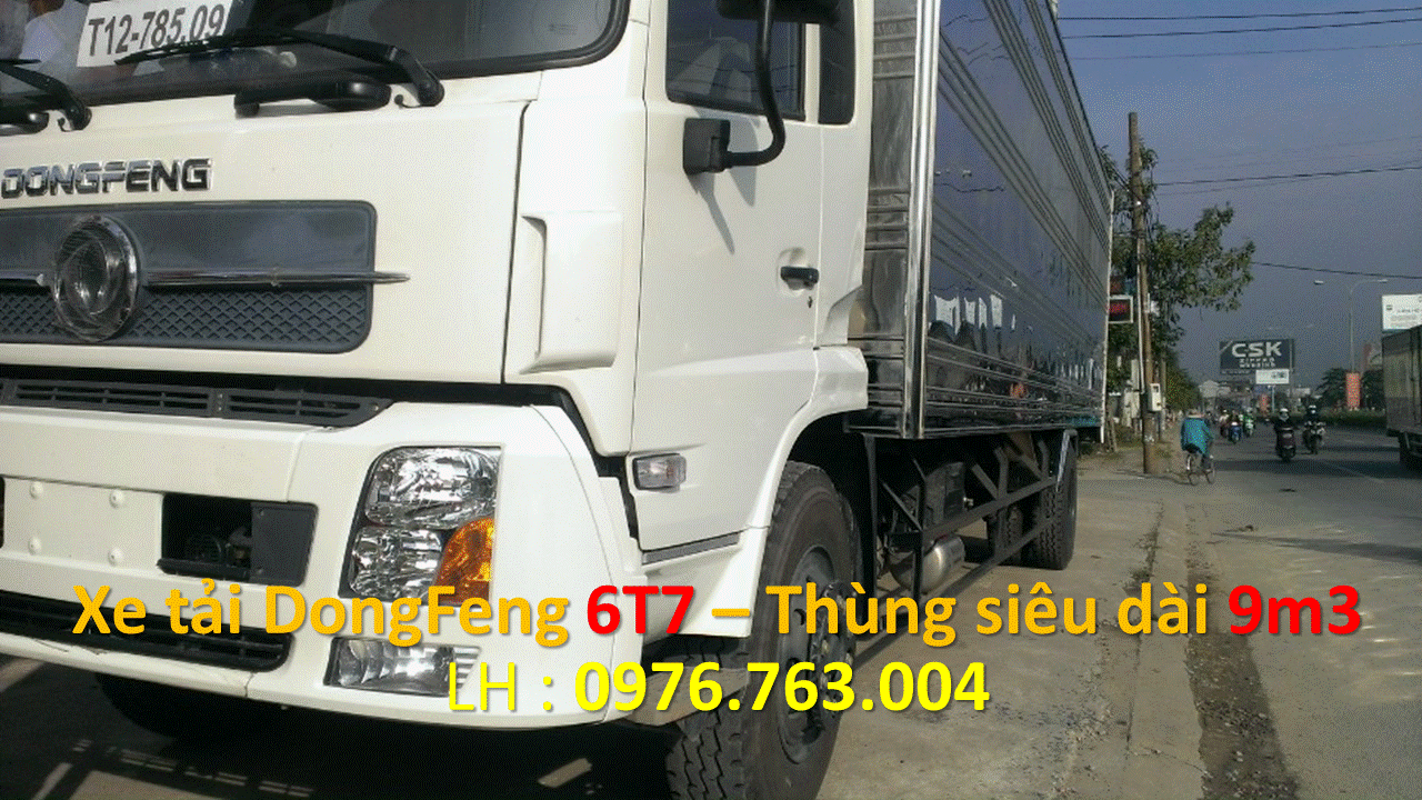 dongfeng nhập khẩu tải 6t7 - 6 tấn thùng 9m3 - 6t  thùng siêu dài 9m3