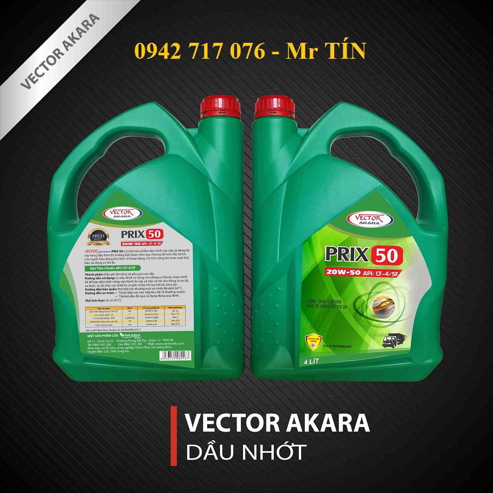 Nhớt động cơ VECTOR PRIX 15W-40/ 20W-50, CF-4/SF (4L, 18L, 200L)