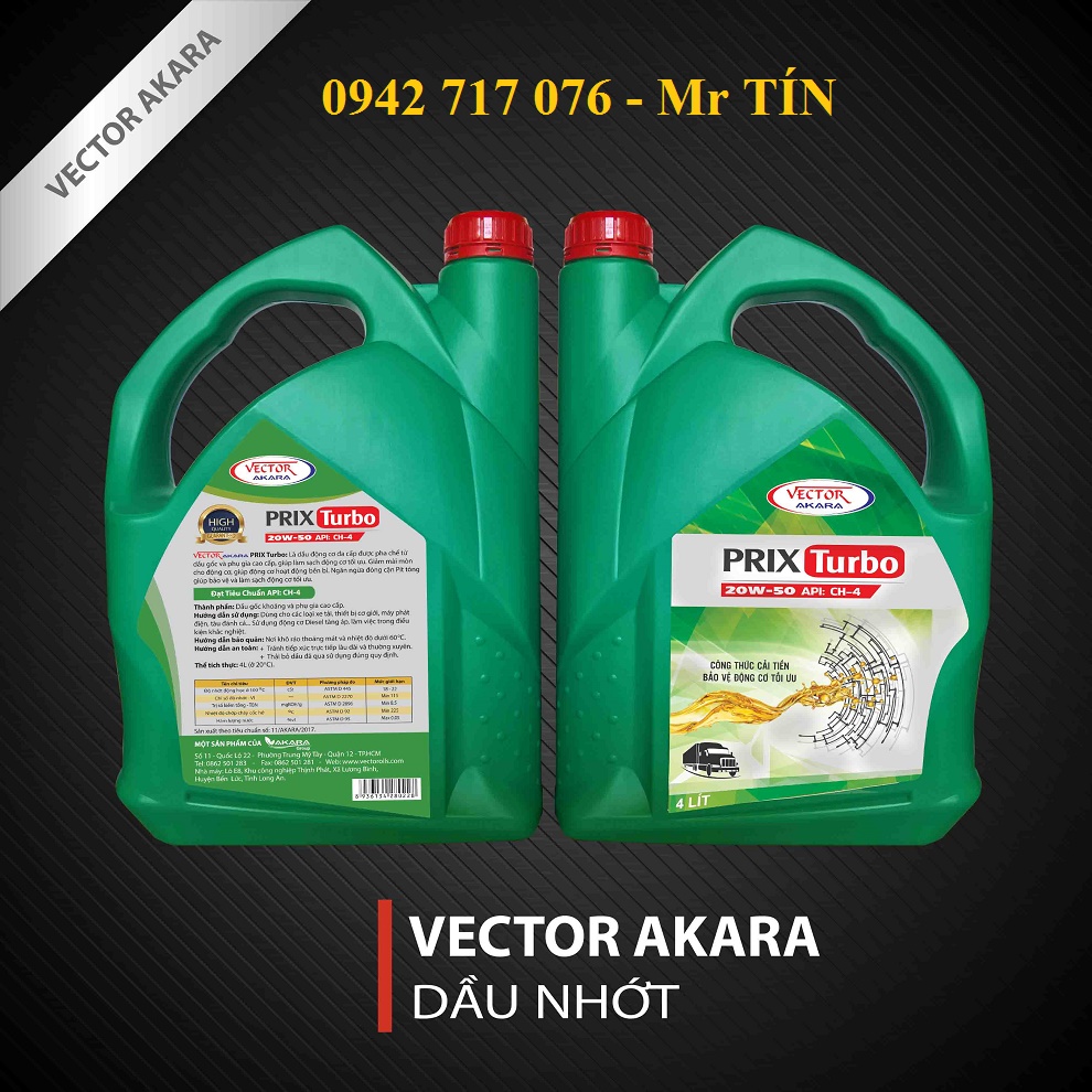 Nhớt động cơ VECTOR PRIX TURBO CH4/SF, 15W-40/ 20W-50 (4L, 18L, 200L)