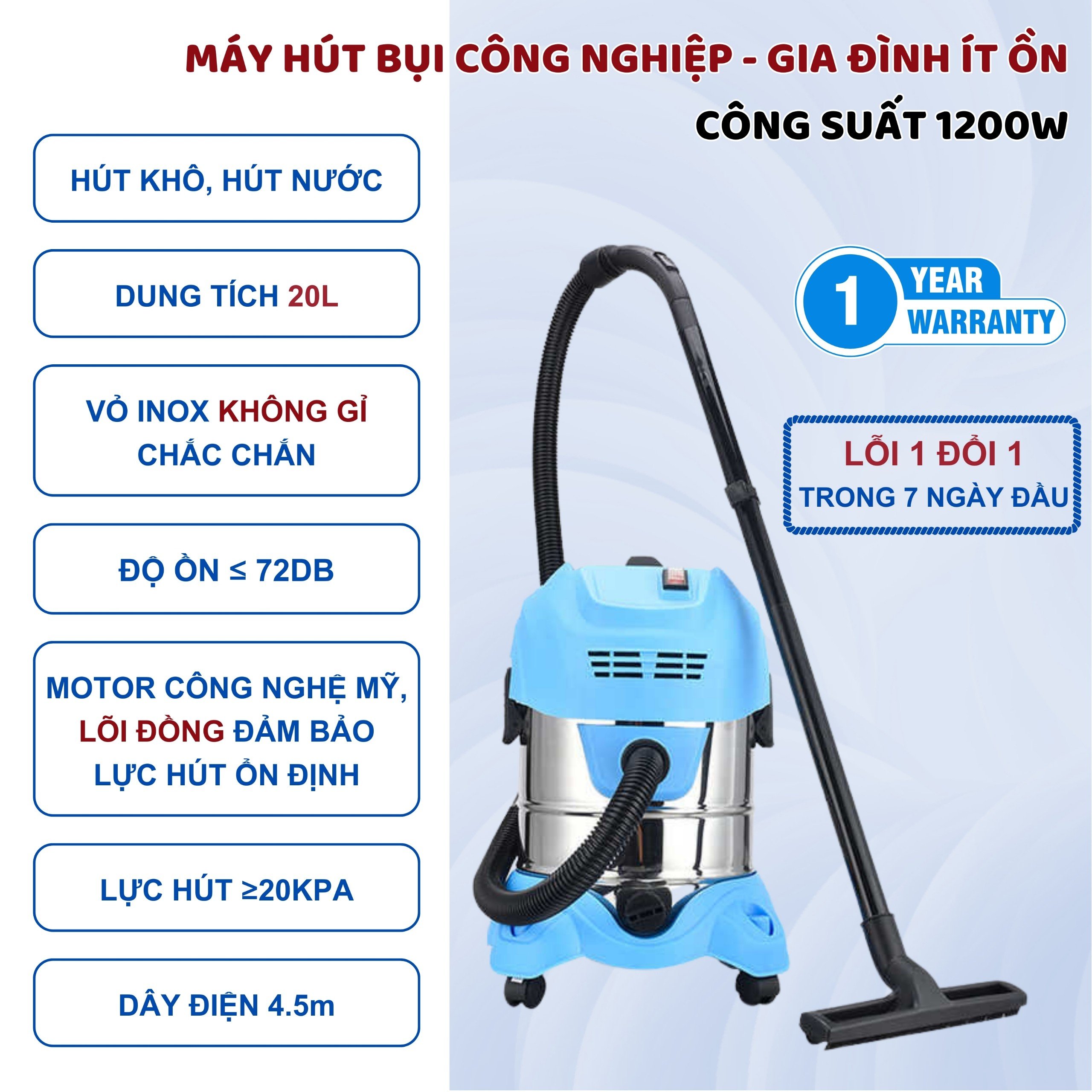 Máy hút bụi gia đình - công nghiệp ít ồn