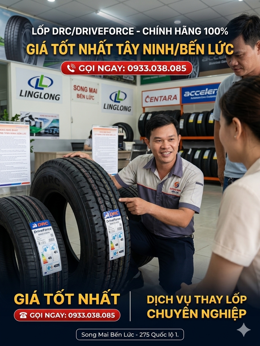 lốp xe DRC & DRIVEFORCE, đồng thời phân phối các thương hiệu LINGLONG, CENTARA, SAFEHOLDER, ACCELERA.