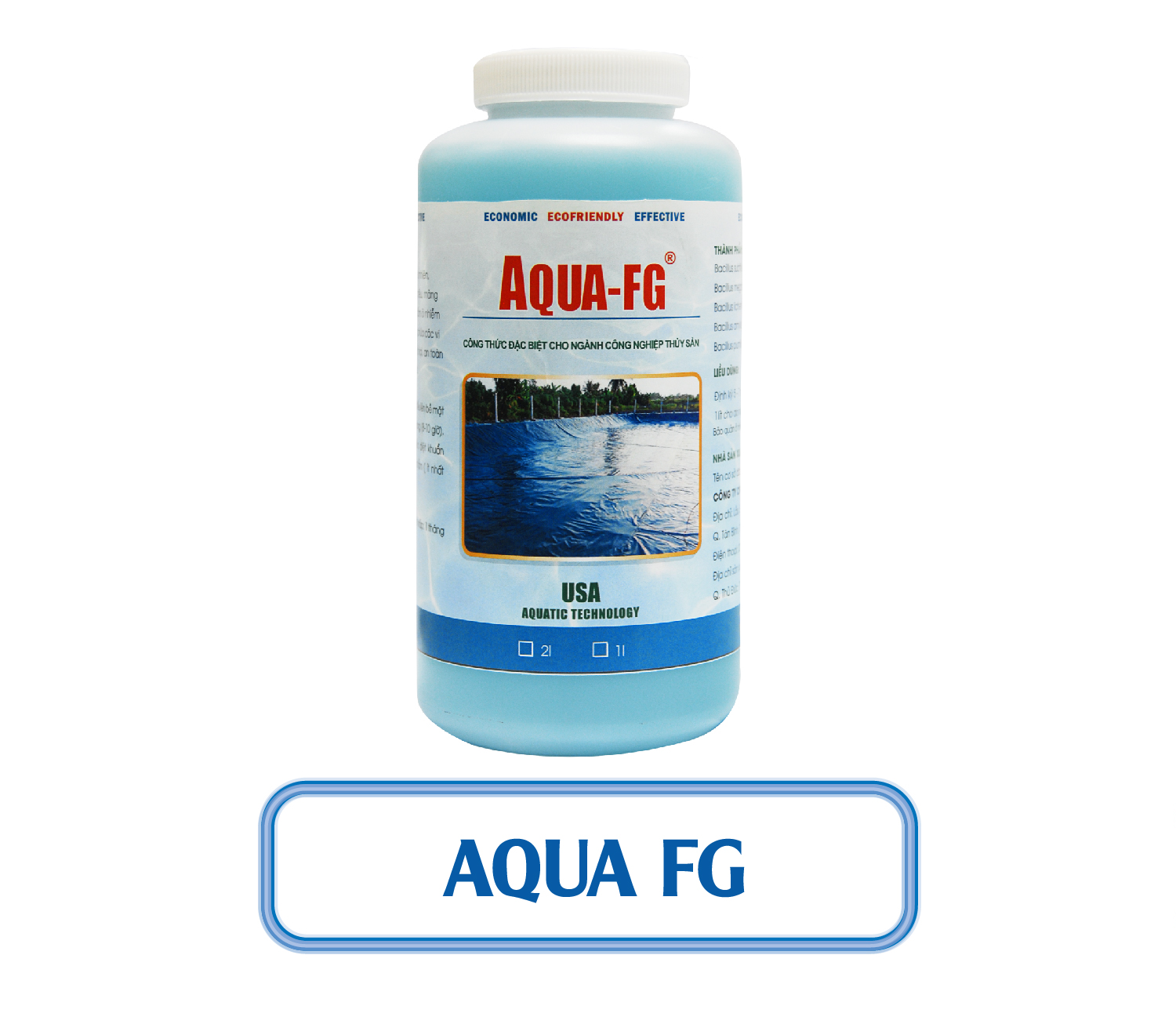 AQUA - FG - Vi sinh tẩy rong rêu, màng chất béo, tẩy nhớt bạt trong ao nuôi trồng thủy sản