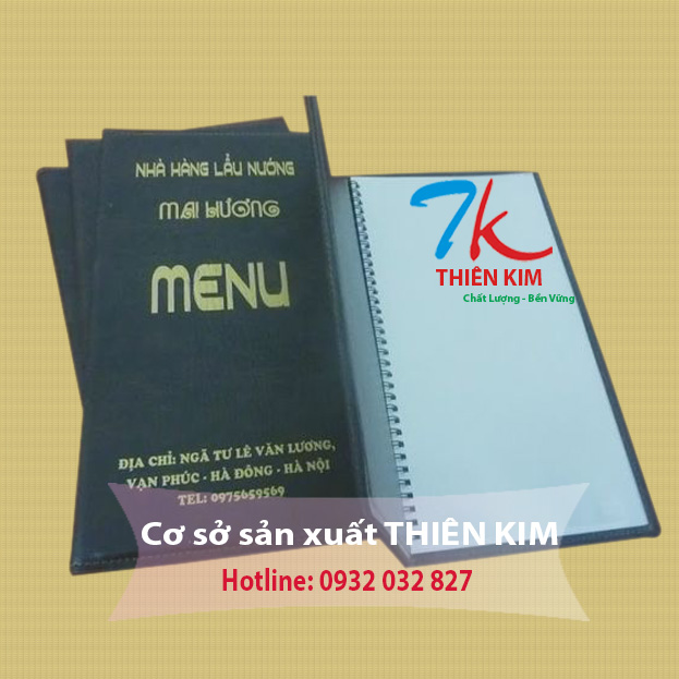 Xưởng sản xuất bìa menu, nơi sản xuất cuốn menu da, cuốn menu bắt vít, làm cuốn menu theo yêu cầu,