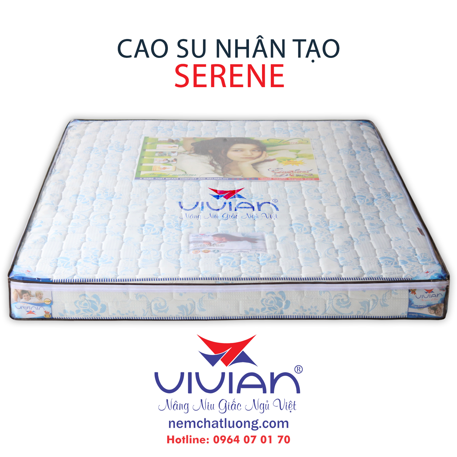 Nệm cao su nhân tạo vivian serene 1m6x2mx10cm chính hãng