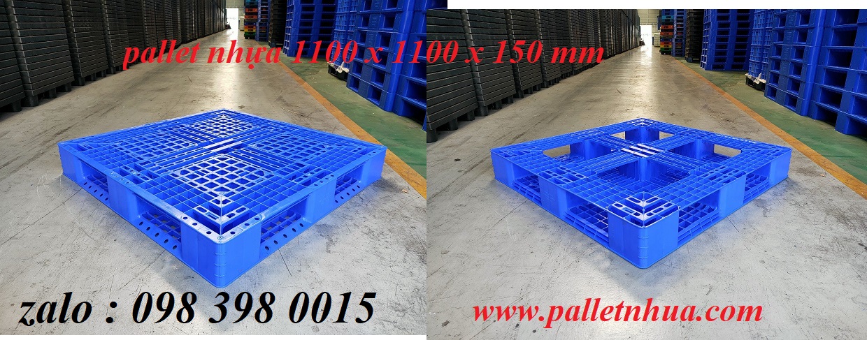 Pallet nhựa 1100x1100x150 mm, loại 3 thanh