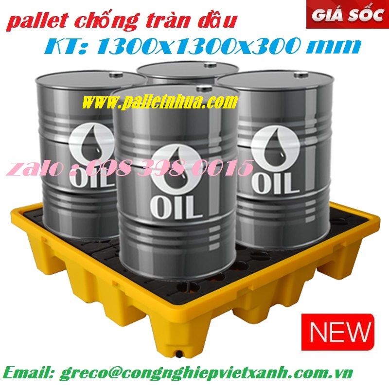 Pallet nhựa chống tràn dầu 4 phuy