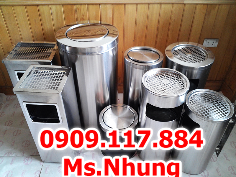 Thùng rác văn phòng, thùng rác inox, thùng đựng rác inox gạt tàn