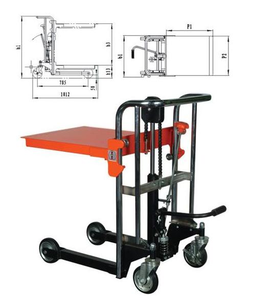 Xe nâng tay cao siêu nhỏ 400kg nâng cao 1.2 mét