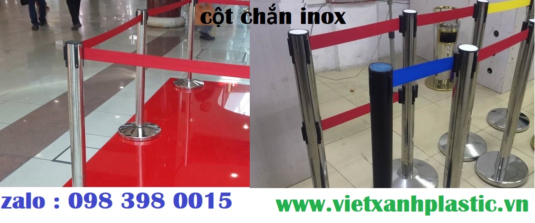 Cột chắn inox, dây nhung màu đỏ