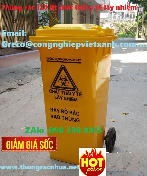 Thùng rác 120 lít chất thải y tế lây nhiễm