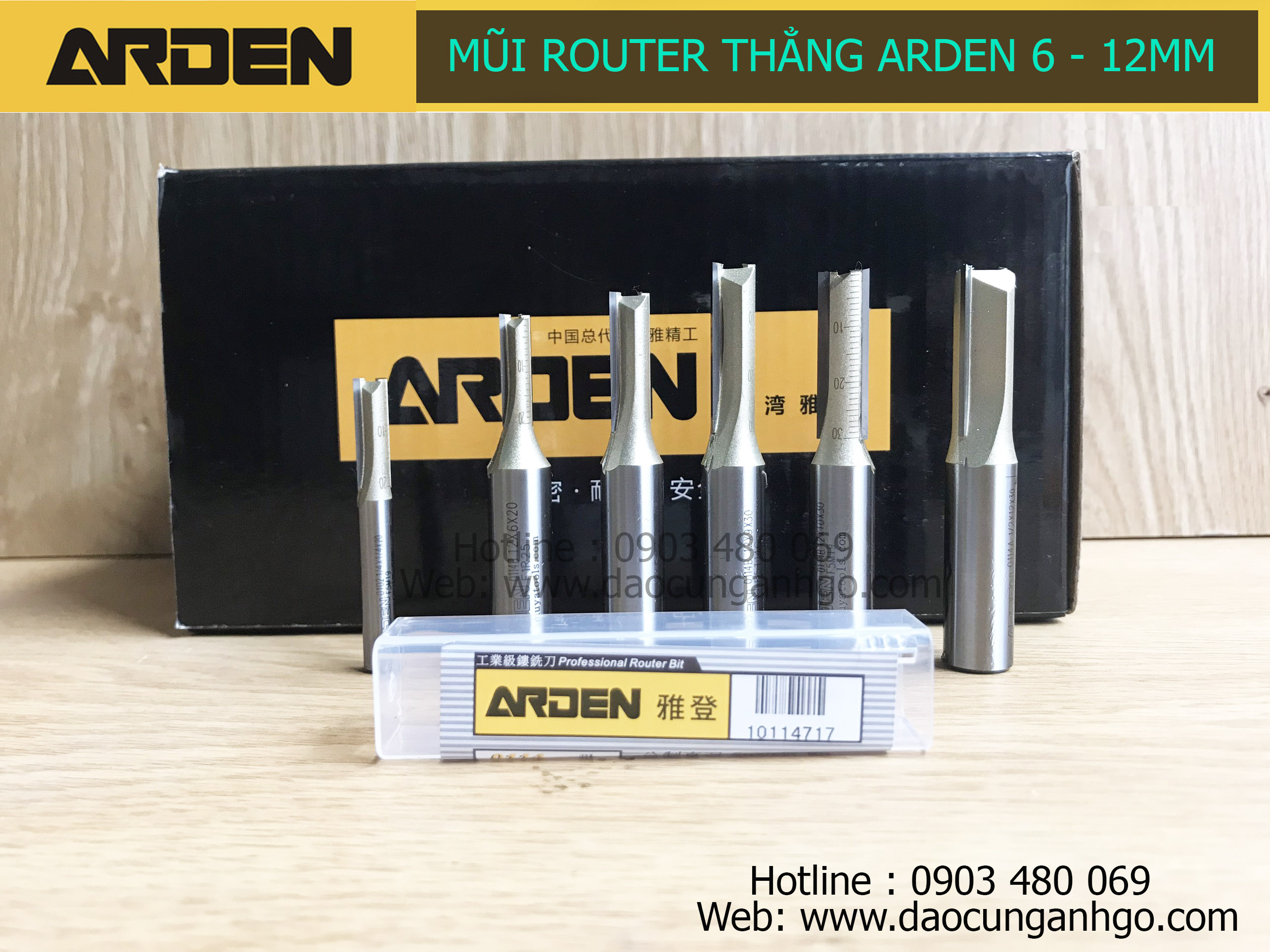 ARDEN - Mũi phay gỗ thẳng 6-12mm