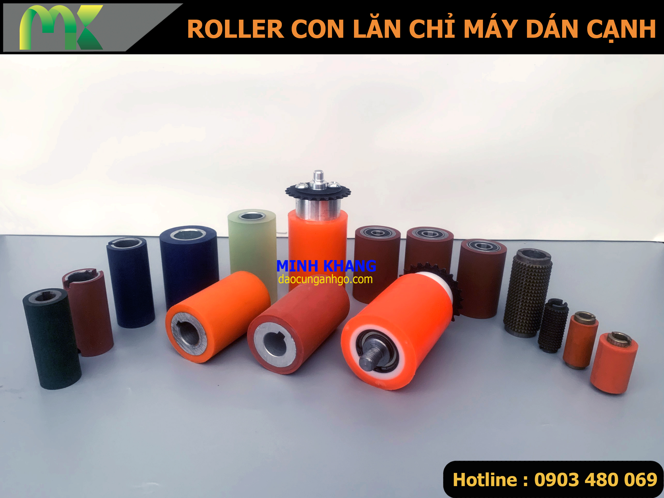 Roller con lăn cuốn chỉ máy dán cạnh, phụ kiện máy dán cạnh