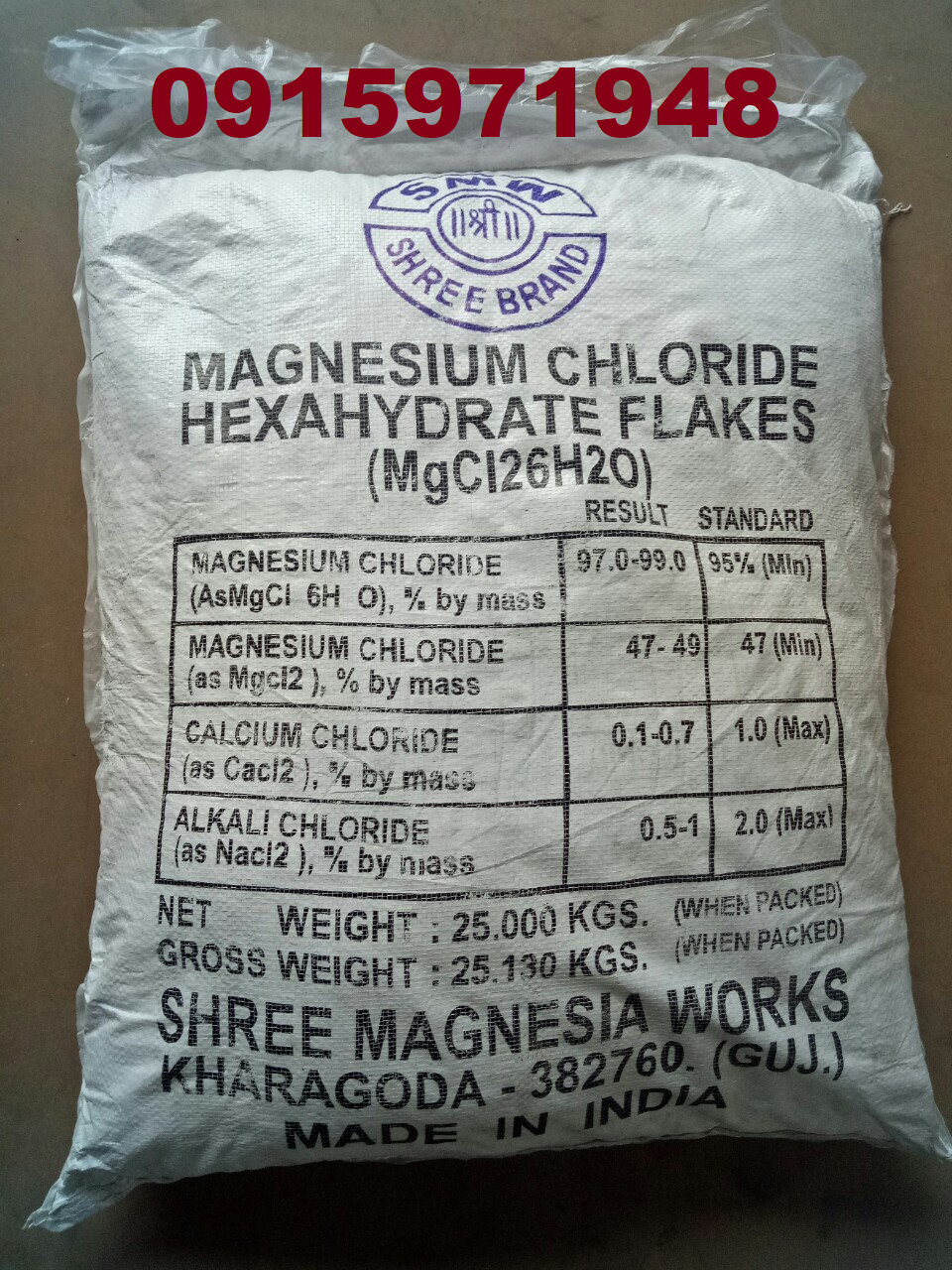 Khoáng magie sulphate, magie clorua, canxi clorua