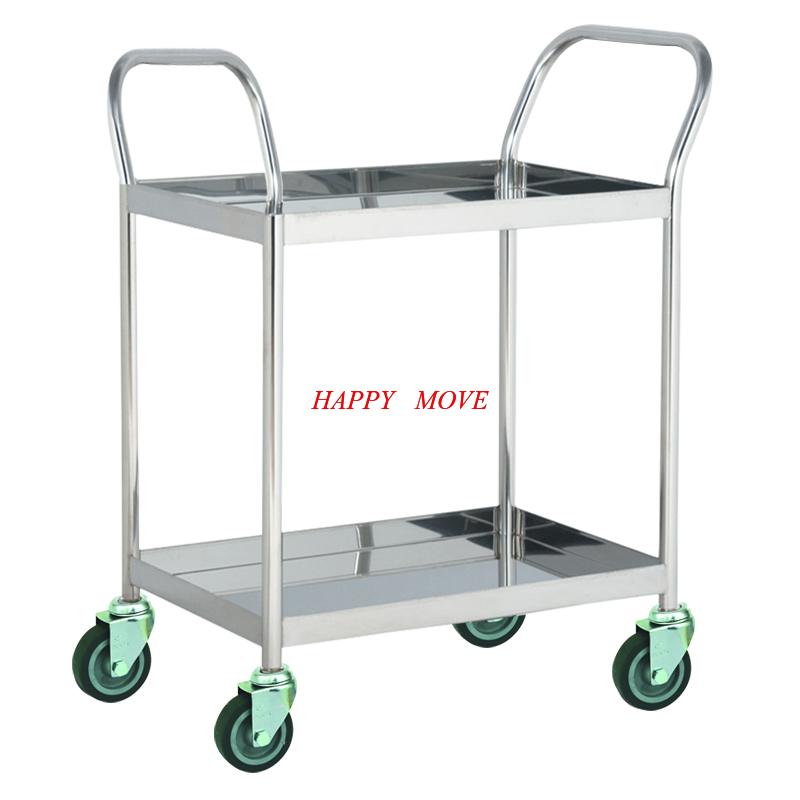 Xe đẩy hàng 2 tầng INOX 304 chống gỉ 100% Happy Move - Tải trọng 100kg