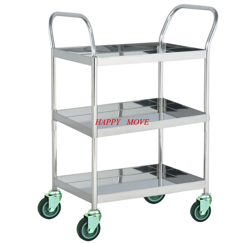 Xe đẩy hàng 3 tầng Inox 304 chống gỉ 100% Happy Move - Tải trọng 100kg