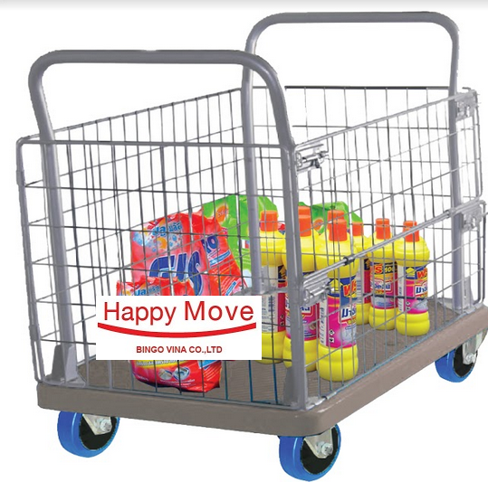 Xe đẩy hàng Fiber-tech chống ồn  lồng lưới Happy Move 300kg