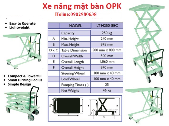 Xe nâng mặt bàn OPK