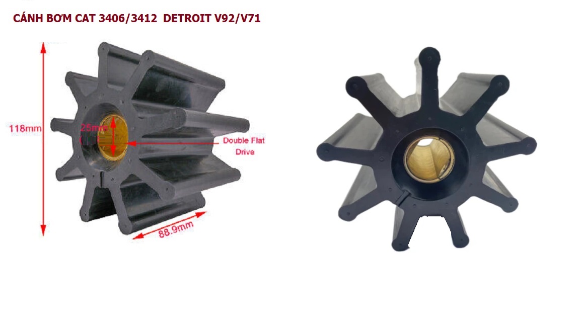 Cánh bơm làm mát máy thủy CAT 3406E 3412 3408 DETROIT V92 V71