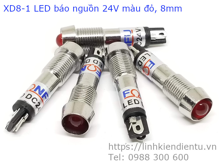 XD8-1 đèn LED báo nguồn 8mm vỏ inox - FUKIDI