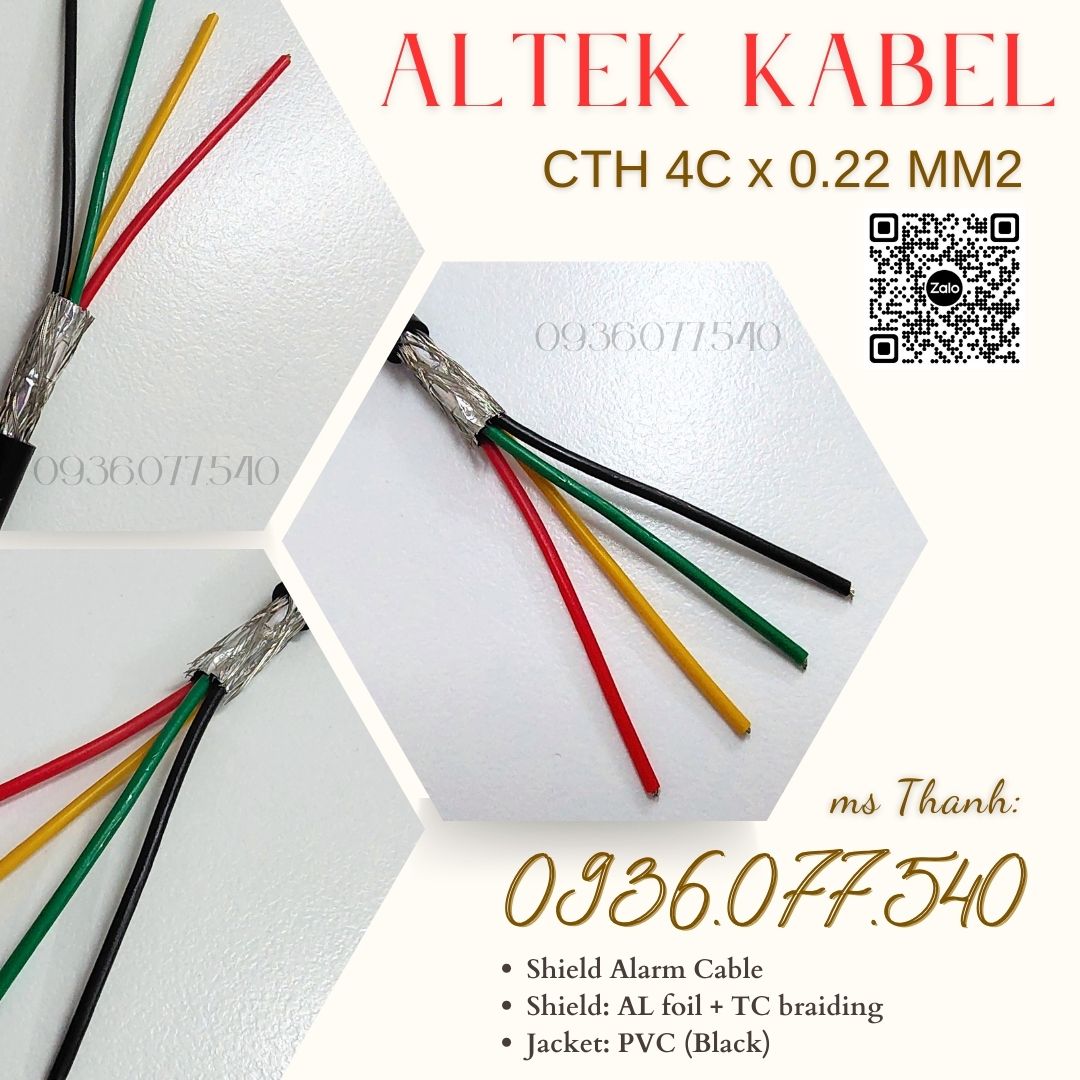 Cáp tín hiệu Altek Kabel - có lưới chống nhiễu 4C x 0.22 mm2