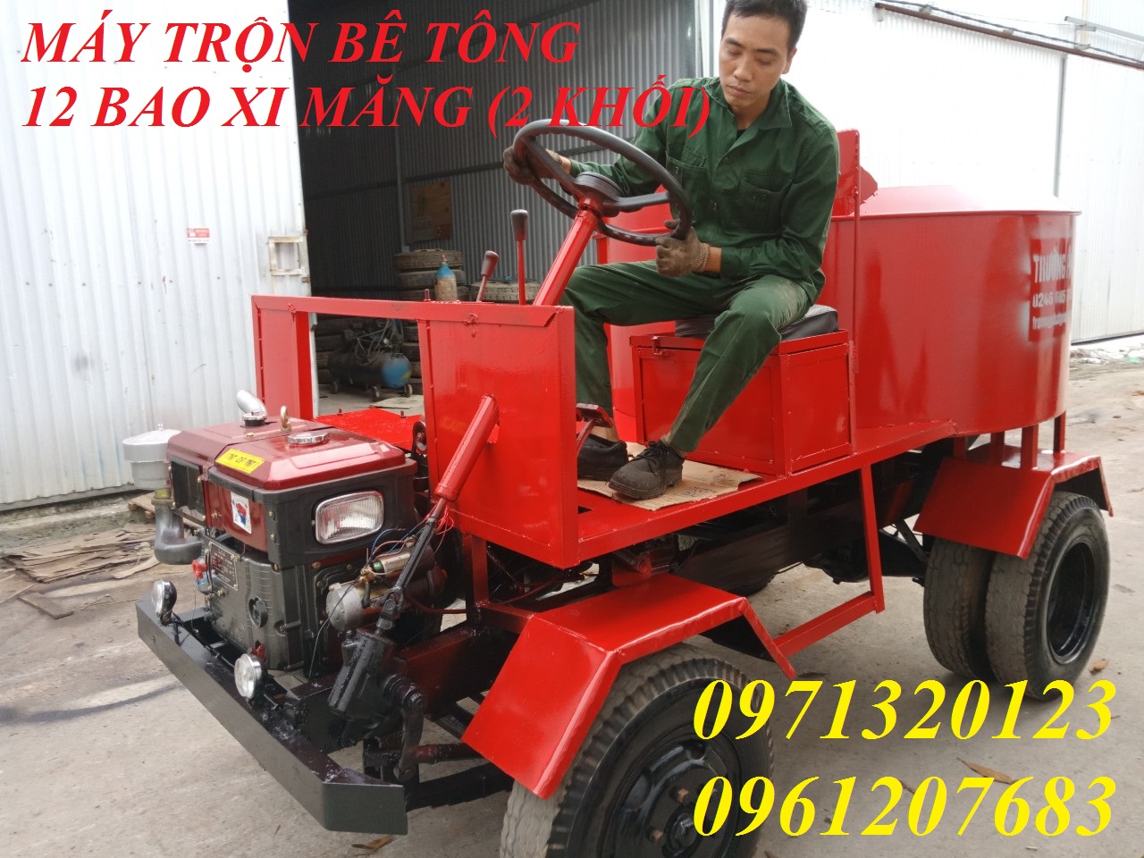 xe trộn bê tông 6 bao xi măng