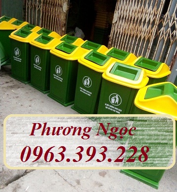 Thùng rác nhựa công nghiệp, thùng rác nắp bập bênh, thùng rác 60L