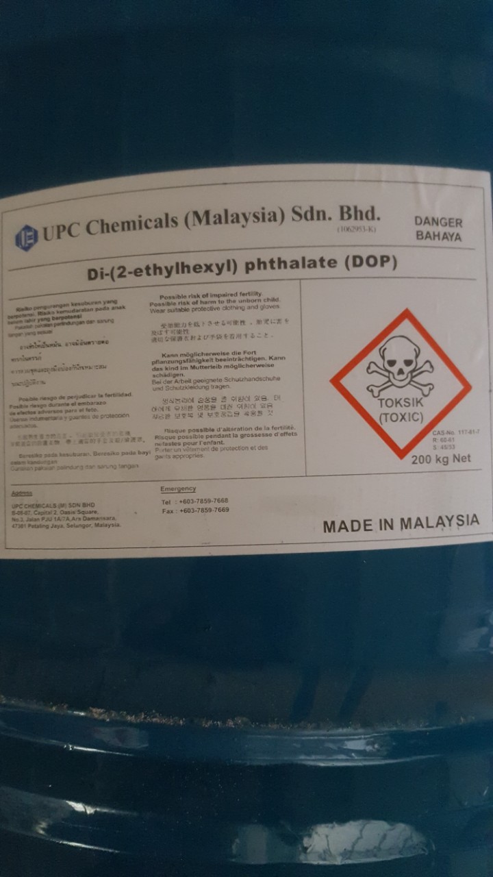 Product Name: Di-2-ethylhexyl Phthalate (DOP) Tên sản phẩm: Dầu hóa dẻo DOP