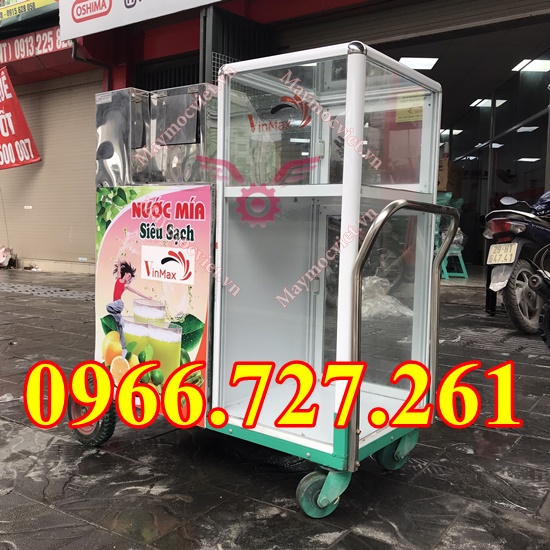 máy ép nước mía xe đẩy có tủ kính Vinmax VM EP1500