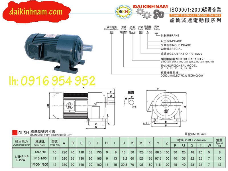 catolog motor giảm tốc 0.2kw