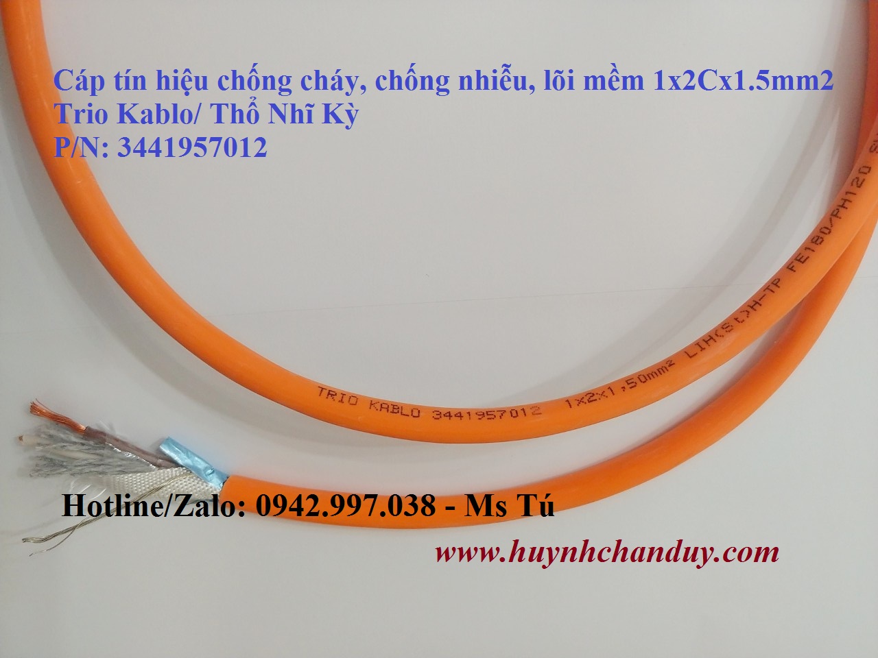 Cáp chống cháy 1x2Cx1.5mm2 - Trio Kablo/Thổ Nhĩ Kỳ (P/N: 3441957012)