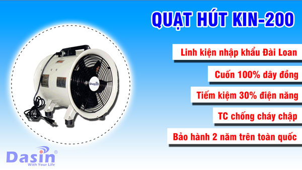 Quạt hút kin-200, hút bụi công nghiệp chuyên dụng