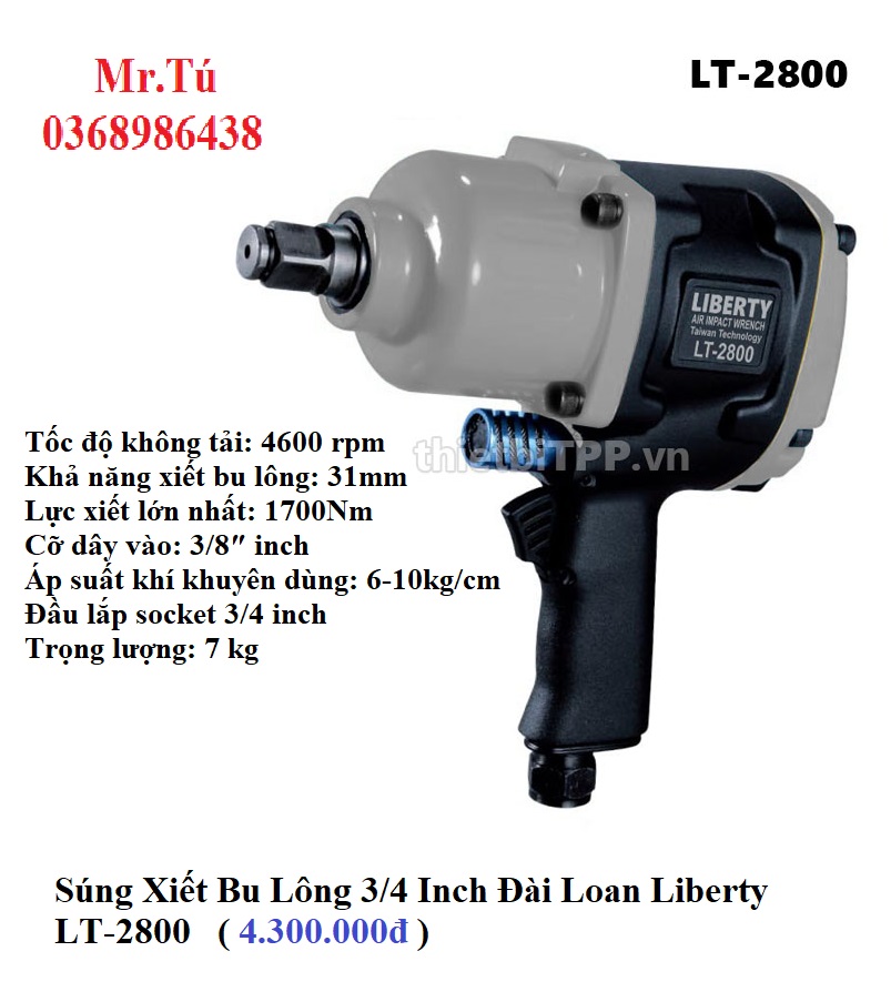 SÚNG VẶN XIẾT BULONG KHÍ NÉN LIBERTY LT-2800 3/4 INCH