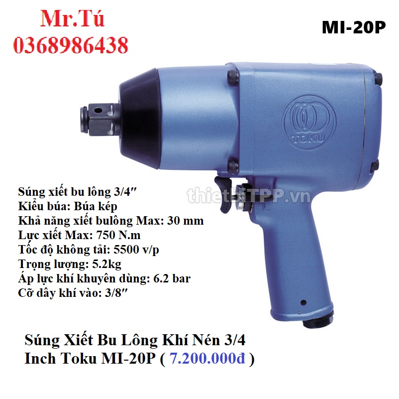 Súng Xiết Bu Lông 3/4 Inch Toku MI-20P