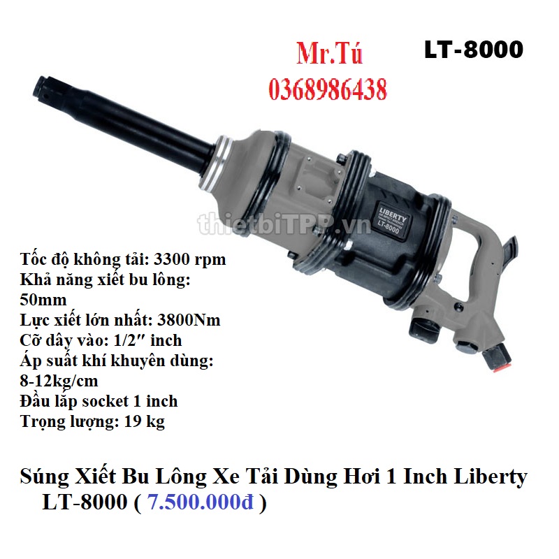 Súng Xiết Bu Lông Xe Tải Dùng Hơi 1 Inch Liberty LT-8000