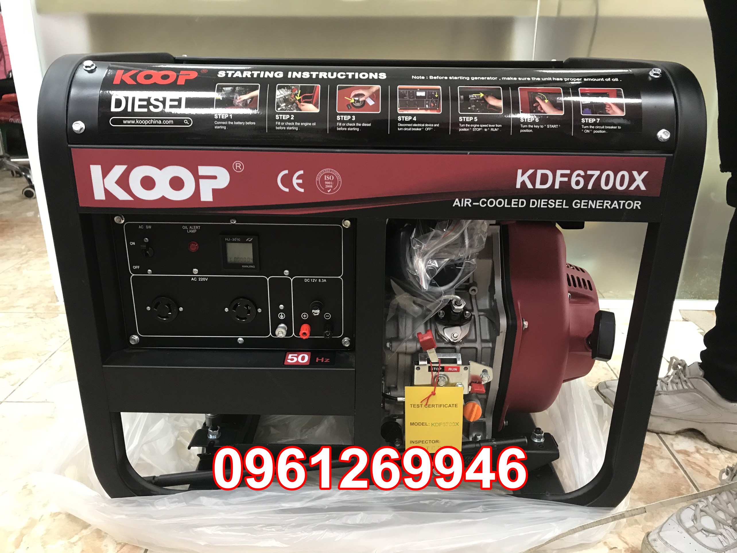 Máy phát điện chạy dầu 5kva KOOP 6700X giật tay