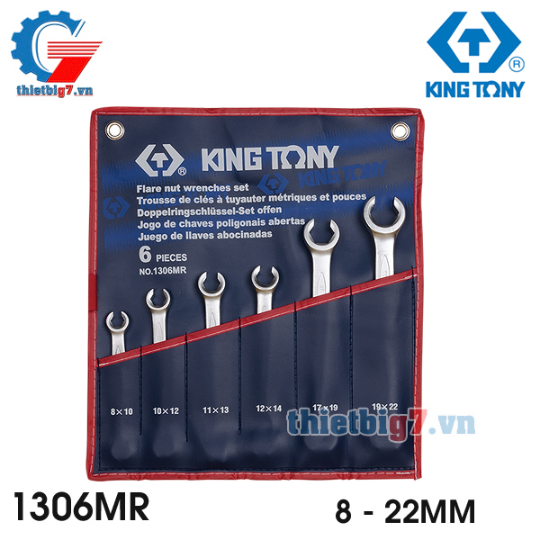 Bộ cờ lê ( chẻ ) hai đầu miệng 6 cái kingtony 1306mr, 8 – 22mm