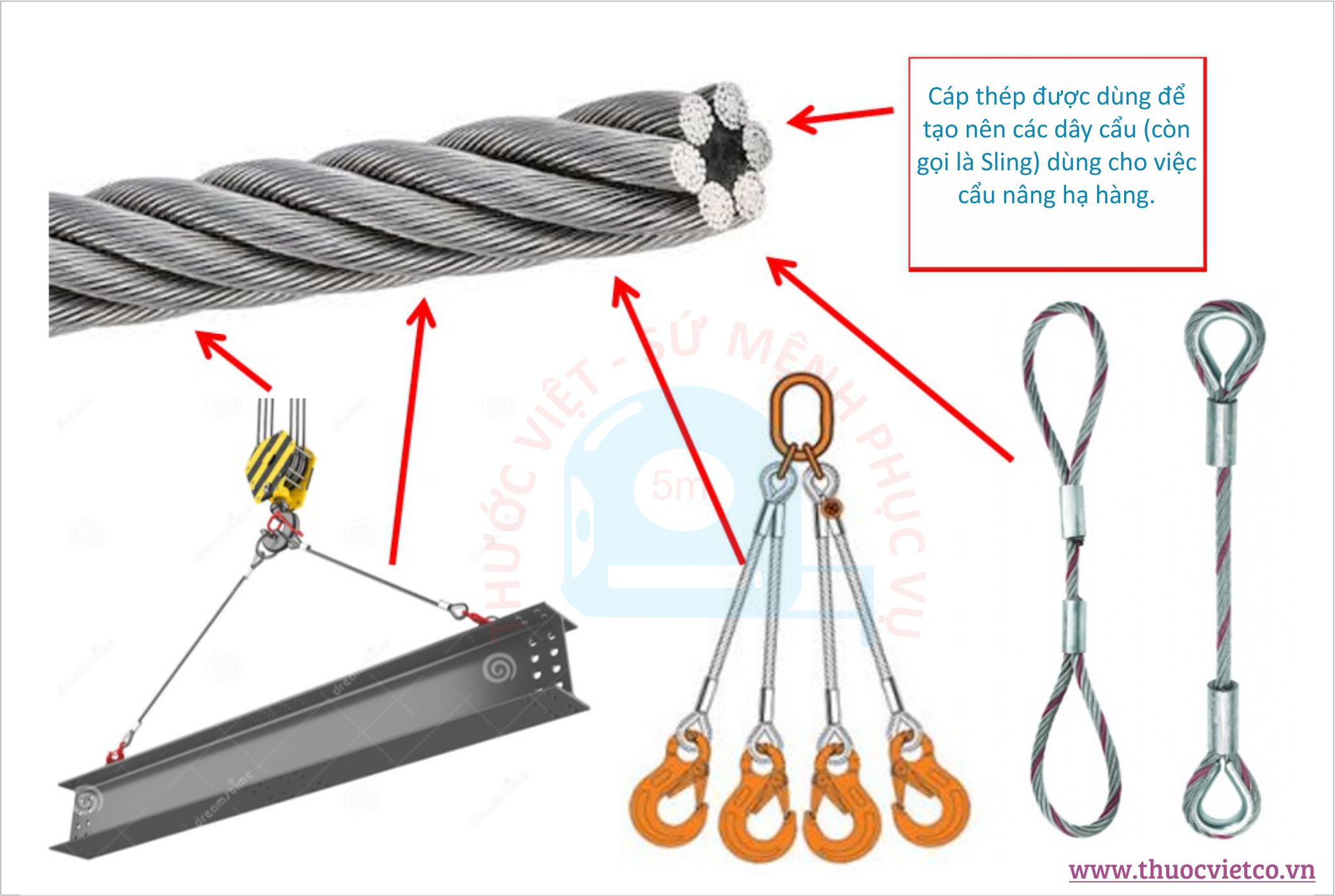 Cáp thép sling cáp cẩu 3 tấn dài 3m