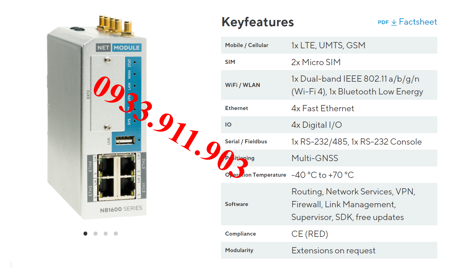 Module NB1601-LWWtSc-G, Đại lý Net Module Viet Nam