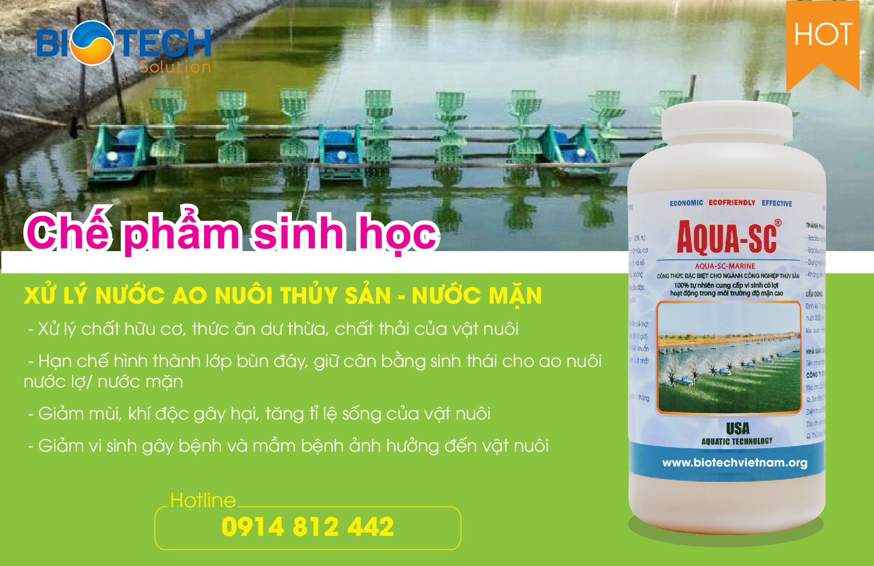 AQUA-SC-MARINE - Vi sinh xử lý nước ao nuôi thủy sản - nước mặn