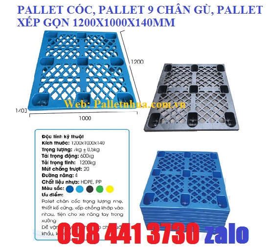 Pallet cốc màu đen 1200x1000x140mm màu xanh giảm giá sốc